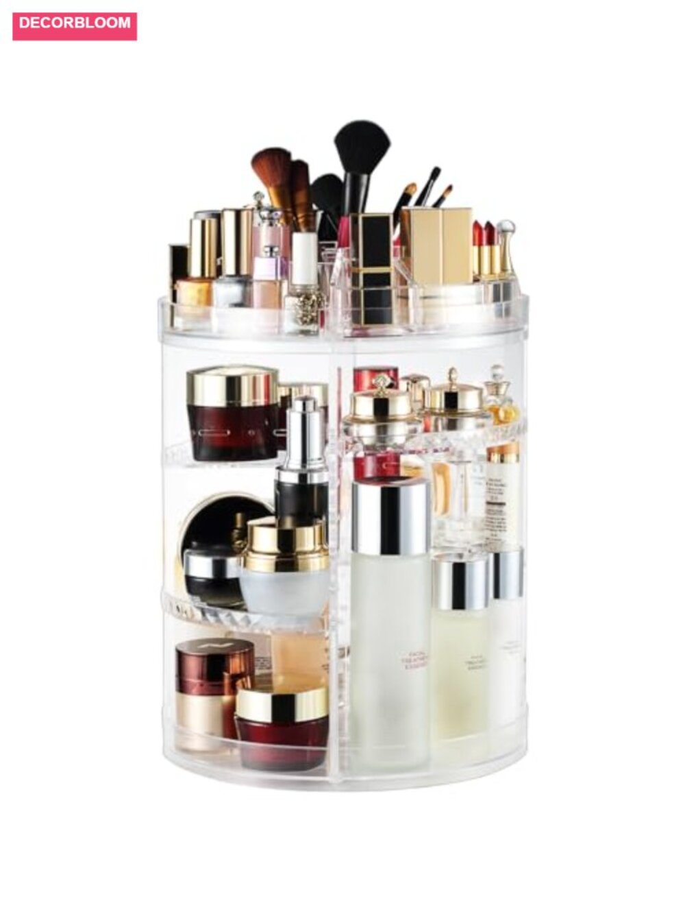 360 Degree Rotating 8-Layer Acrylic Makeup Organizer Storage Display Case